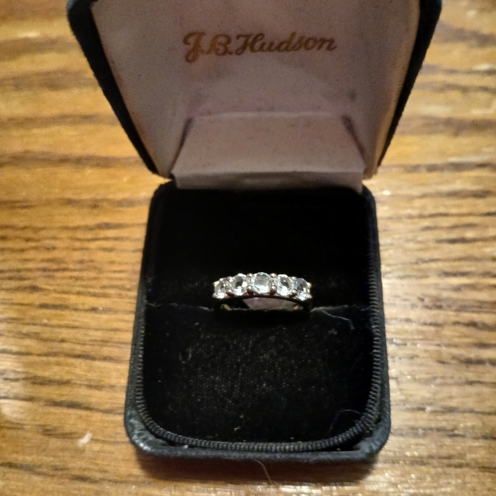 SS BLUE TOPAZ RING SIZE 6